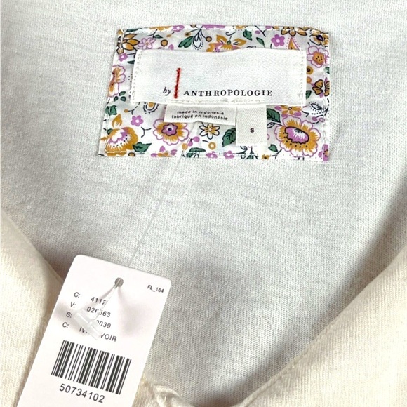 Anthropologie Womens White Sz Small Biloxi Tie Front Top Button Up New With Tags - Picture 3 of 9